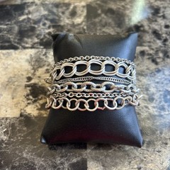 Multi Strand Silver Tone Chain Bracelet Toggle 7 1/2″ To 8 1/4″