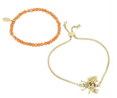 Heidi Daus Anniversary Collection 2pc Beaded and Bolo Bee Bracelet Set—Large