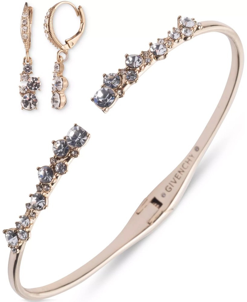 Givenchy Silver-Tone Cluster Cuff Bangle Bracelet & Earrings Set