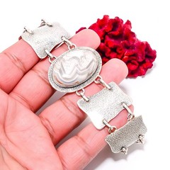 Crazy Lace Agate – Australia 925 Sterling Textured Silver Bracelet 8.99″ B84380
