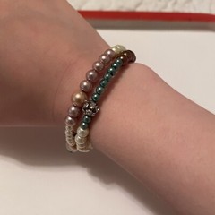 Women’s Stretchy Spiral Bracelet Faux Pearl Beaded / Rhinestone Multi Color