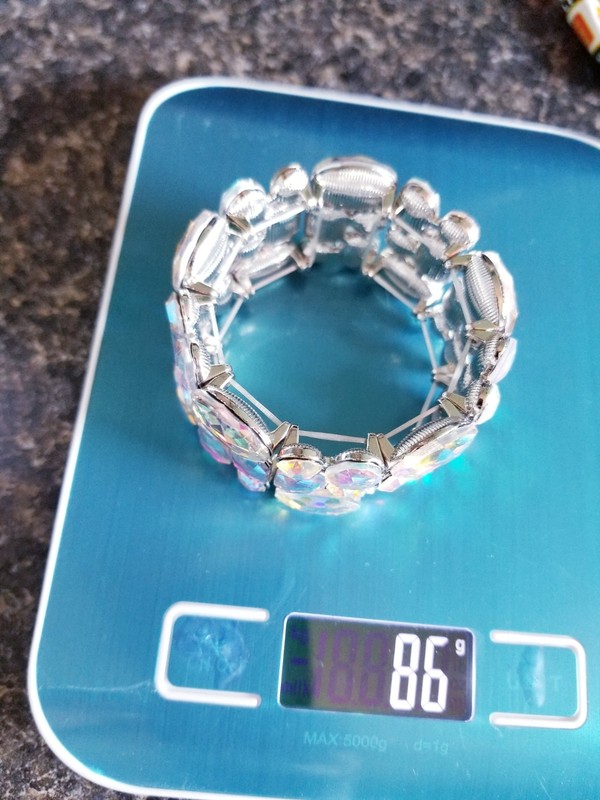 Iridescent Gold Rhinestone Stretch Bracelet Statement Drag Pageant Prom Bridal gallery