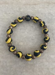 Viva Beads Polymer Clay Blue Gold Yellow Silver Beaded Bracelet