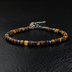 Natural Tiger Eye Hematite Beads Brown Gemstone Healing Reiki Men Bracelet Gift