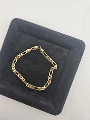 8in Sterling Silver 14k Gold Plate 5mm Figaro Bracelet