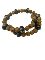 Beaded Wrap Bracelet Natural Stone Boho Wearable Art Hippie Earth Tones