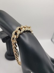 Vintage Gold Tone Rhinestone Pave Chunky Chain Bracelet Lobster Clasp Jewelry