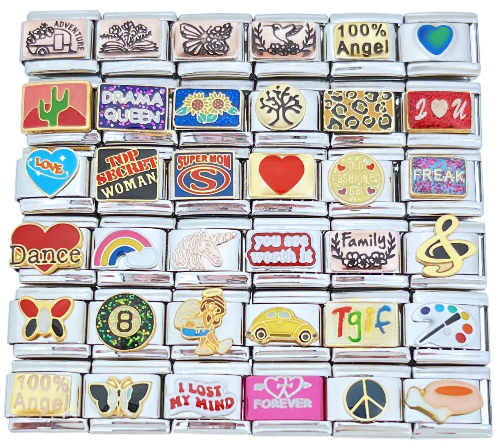 9mm Italian Charms Assorted Words And Sayings Cars Pets Hearts Love (Col #14) gallery