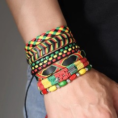 6pcs Fashion Summer Retro Bohemian Cupid’s Sword Woven Leather Men’s Bracelet