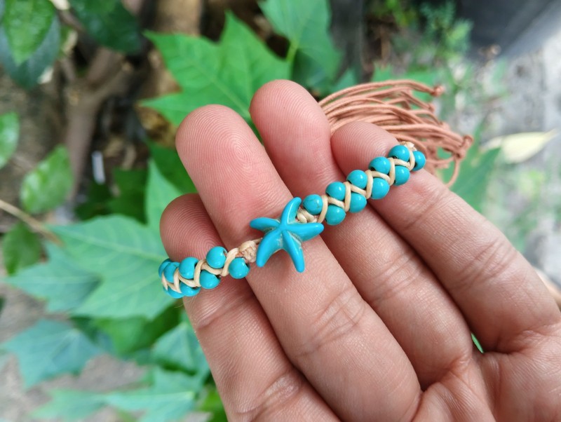 10 Handmade Blue Star Fish Artificial Turquoise Tan Nylon Bracelets Wholesale gallery