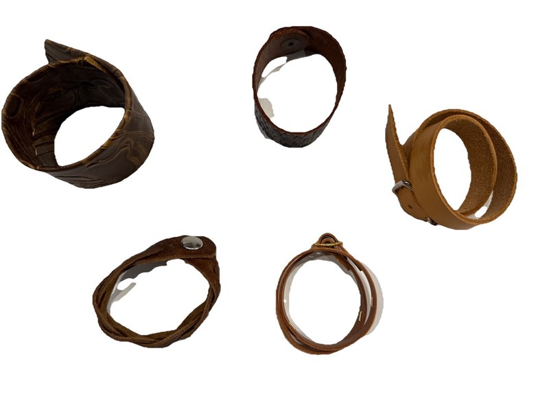 5 Leather Bracelet Lot Cuff Wrap Braided Studded Wide Wristband Boho Biker Stack gallery