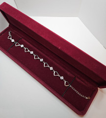 NIB Hearts & Cubic Zirconia Sterling Silver Bracelet 5 Inches
