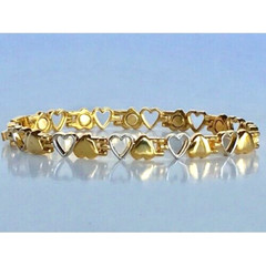 Magnetic Bracelet 7.5″ Closed Gold Tone Hearts & Silver Tone Open Hearts ❤️#