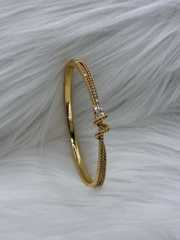 Geometric Minimalist Bangle with Sparkling Cubic Zirconia Jewelry Fancy Elegant gallery
