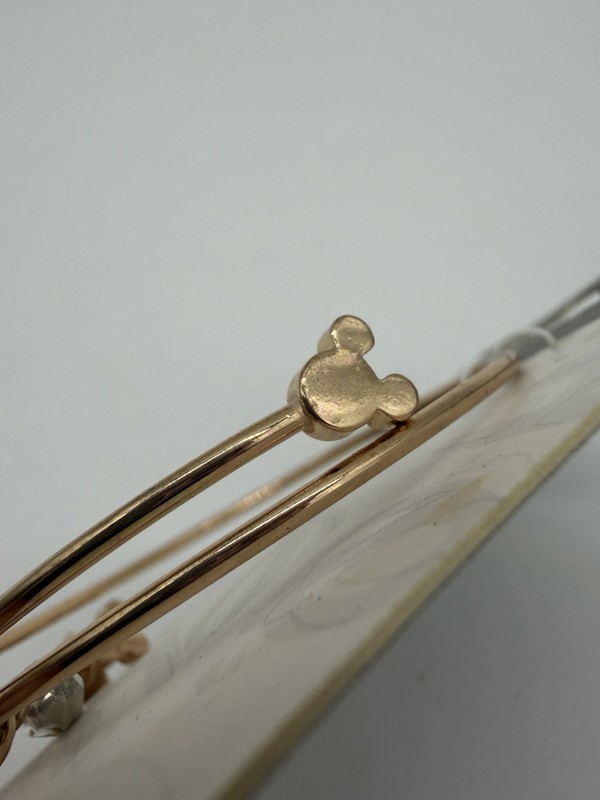 Disney Mickey Mouse Ears Gold Tone Adjustable Bangle Bracelet With Charms gallery