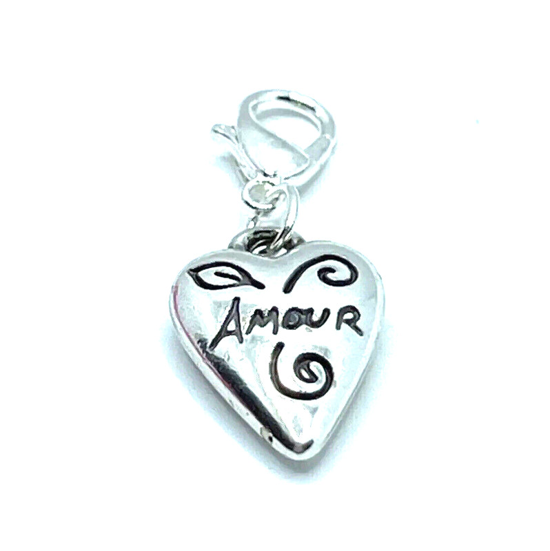 Brighton Amour Heart Love Etched Letters Reversible Custom Snap Silver Charm gallery