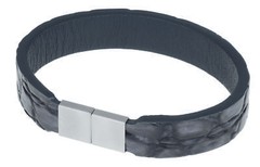 Ernstes Design Bracelet A553 Stainless Steel Leather Anthracite With Magnetic