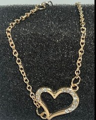 1 Heart Shaped Gold PLATED bracelet – with extension chain 6 – 1/2 inches long