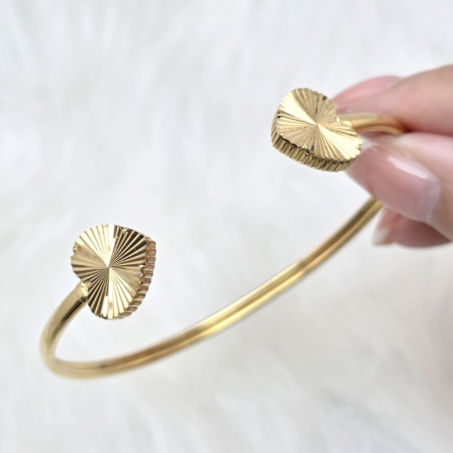 Heart Stamping gold plated silver 925 bangle
