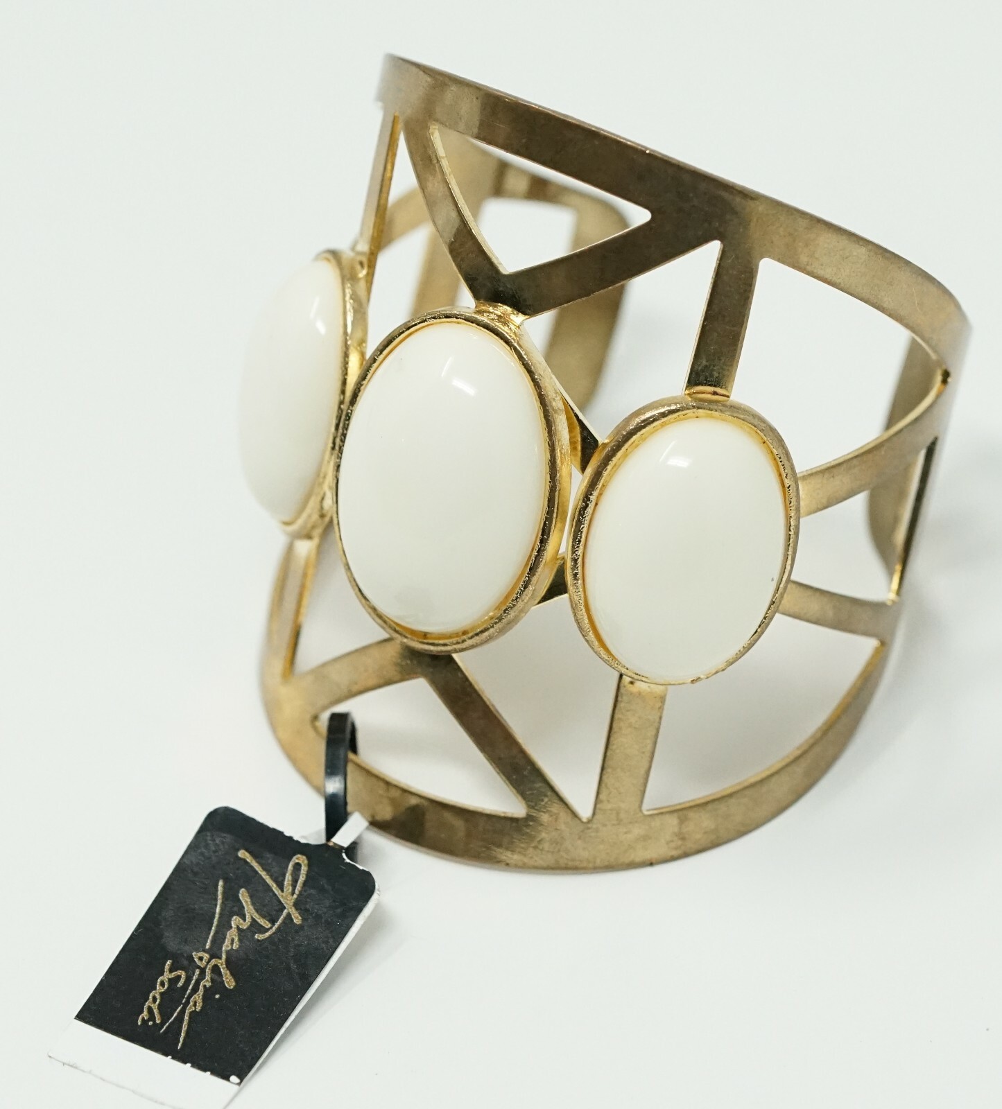 Thalia Sodi Gold Tone Antique Finish White Cutout Cuff gallery
