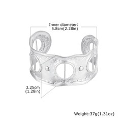 Silver Stainless Steel Silk Scarf Open Cuff Bangle Bracelet For Ladies Fashion