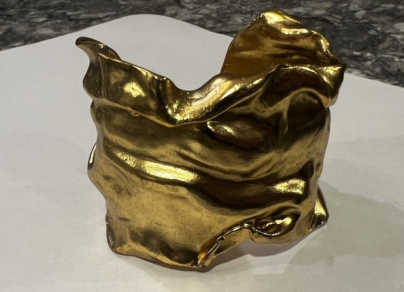 Gold Brass Bungle Bracelet Modern One Size gallery