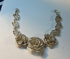 Filigree Flower/Leaf Bracelet – 8 Inch – Preowned, Excellent Condition