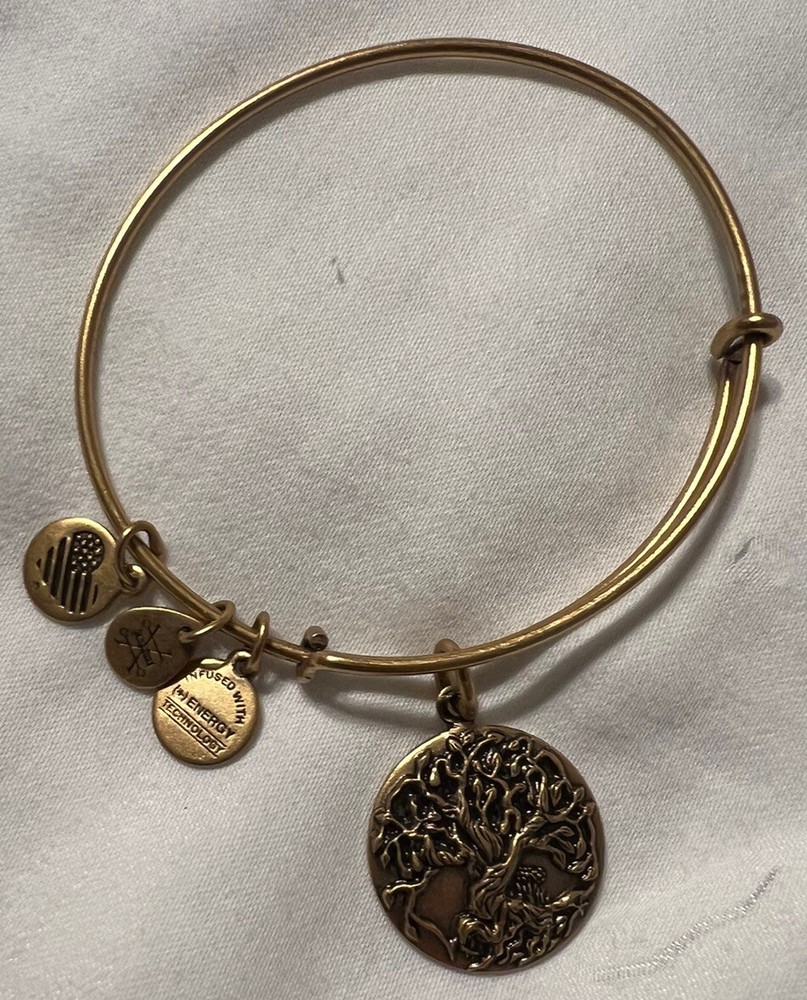 Alex and Ani TREE OF LIFE Coppure Rafaelian Gold Charm Bangle Bracelet