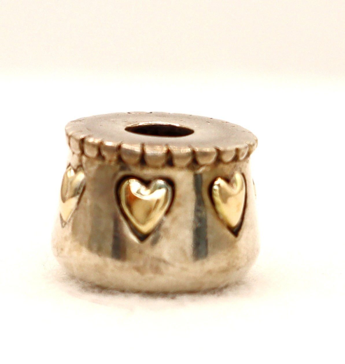 Vintage Sterling Silver Gold Heart Slider Charm Bead BEAD ONLY Pre-owned gallery