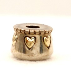 Vintage Sterling Silver Gold Heart Slider Charm Bead BEAD ONLY Pre-owned