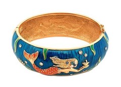 Mermaid Cuff Bangle Gold Plated Metal Alloy Set With Enamel & Czech Crystals
