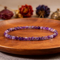 Natural Amethyst 4mm Beaded Purple Crystal Gemstone Healing Stretch Bracelet