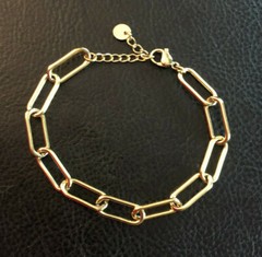 Paperclip Link Chain Bracelet Gold Plated Stainless Steel 7mm 6.5-7.75″ #4172