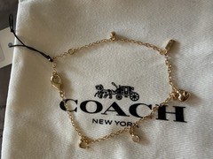 Coach Gold Tone Charm Bracelet NWT Heart Horseshoe Crystal Bracelet
