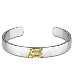 Women’s Reverse Two-Tone White Metal Reverse Two-Tone Bangle Crystal Clear – Gra