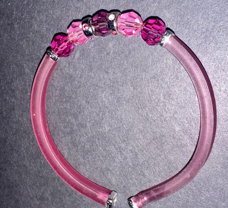 Swarovski Signed Swan PINK & PURPLE Crystal Jelly Silicone Cuff Bangle Bracelet gallery