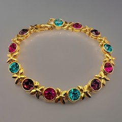 Vintage X’s & O’s Hugs & Kisses Valentine Gold Tone Rhinestone Bracelet