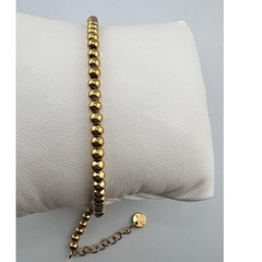 14K Gold Plated Stainless Steel Beaded Strand Bracelet Adjustable New