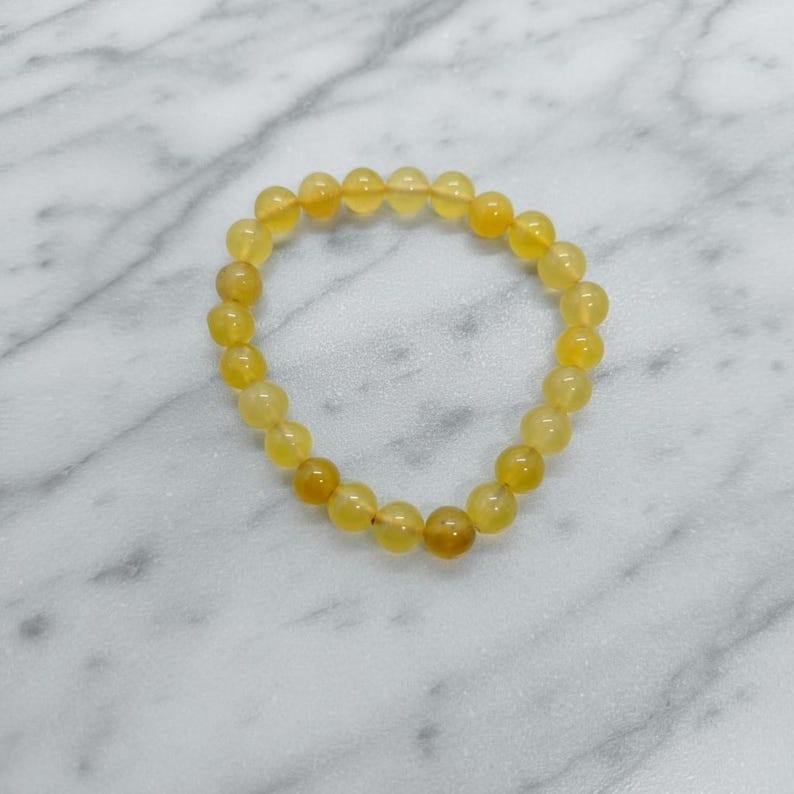 Yellow Jade Stretch Bracelet Golden Beads, Positive And Confidence Jewellery gallery