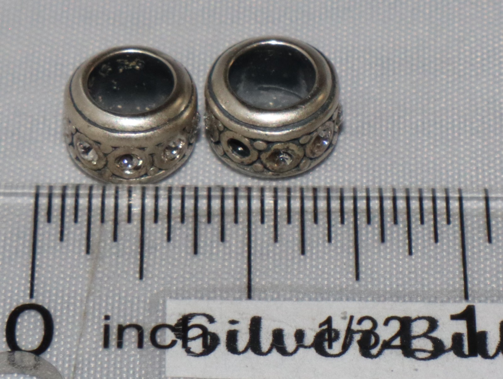 Silpada Sterling Silver Two Cubic Zirconia Bling Spacers C2613 - not perfect gallery
