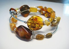 3 Linien Genuine Stylish Baltic Amber Bracelet 16-19 grams Silver plated !!!