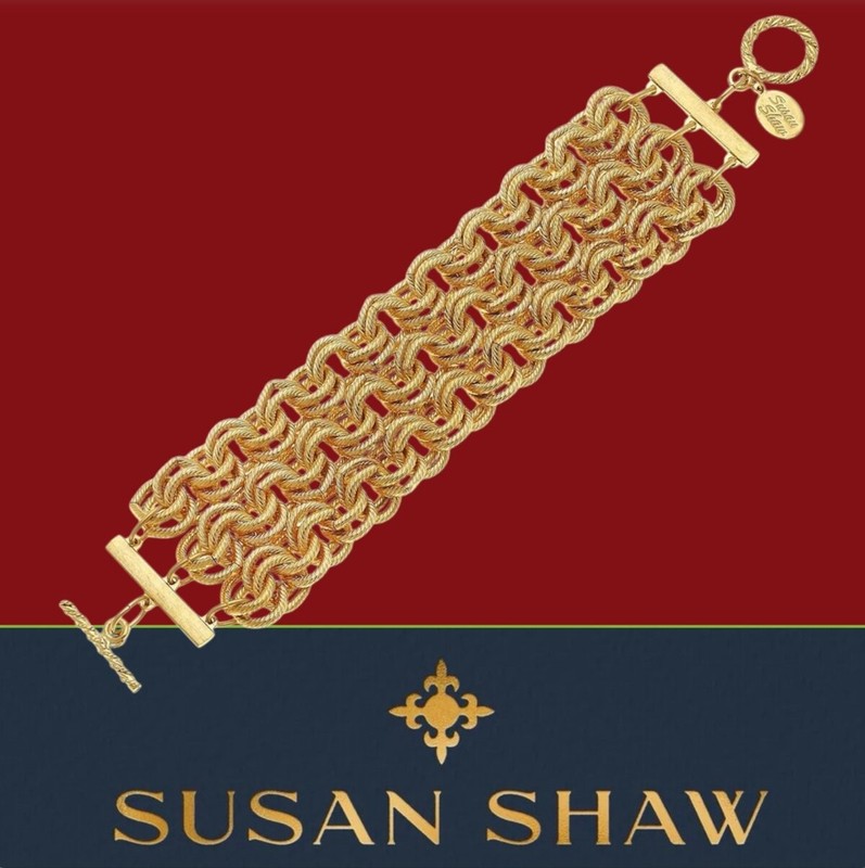 Susan Shaw Jewelry Triple Strand Double Link Bracelet 24k TPG Last One gallery