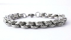 STAINLESS STEEL TRIPLE HOOP CHAINMAIL BRACELET, 8.25″ LONG, 5/8″ WIDE