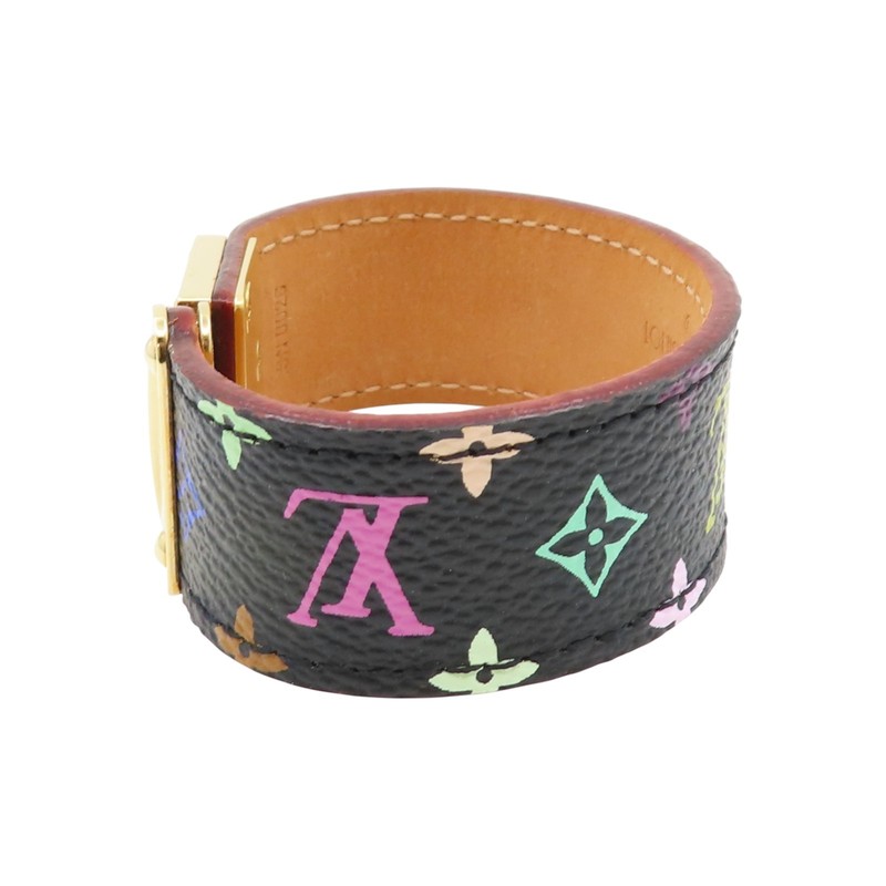 LOUIS VUITTON Murakami Monogram Multicolore Bracelet PVC Canvas Black M65347 gallery