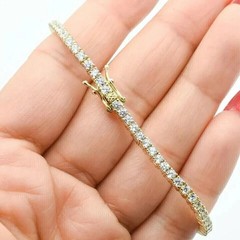 5Ct Round Cut Simulated Diamond 14k Yellow Gold Plated Women’s Tennis Bracelet