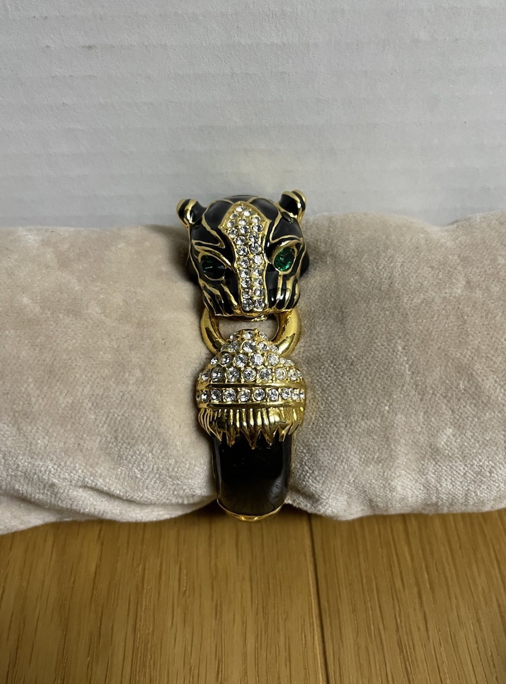 Panther Bangle with Rhinestones and Hinge Open gallery