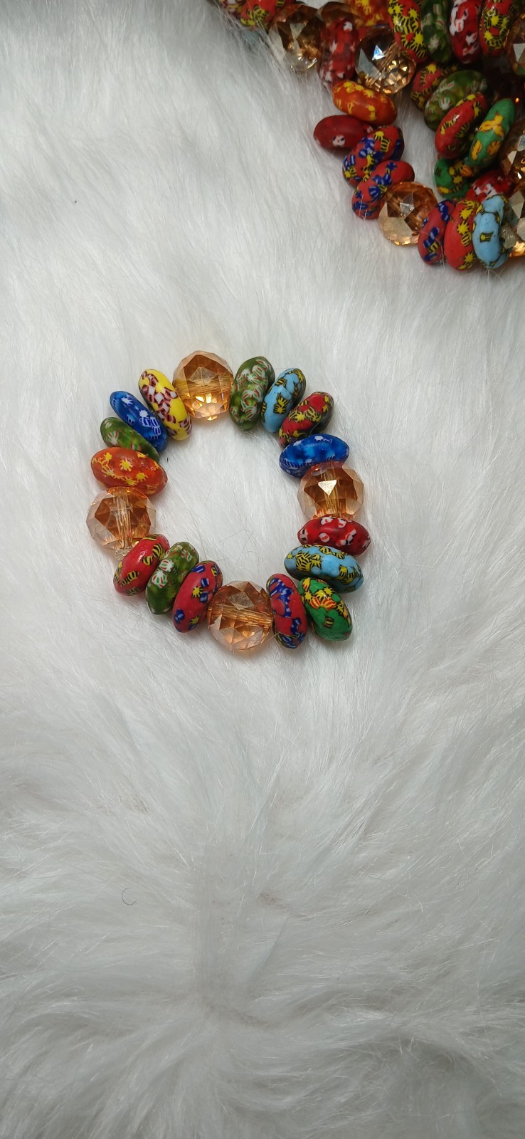 Colorful African Glass Bead Stretch Bracelets - Vibrant Multicolor Design gallery