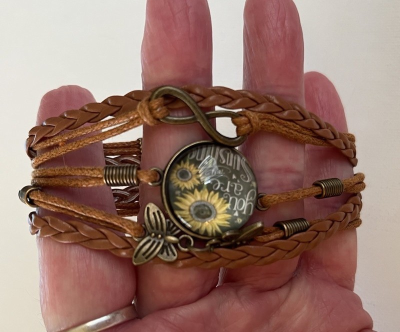 Sunflower Leather Bracelet You Are My Sunshine Boho Cottagecore Style gallery