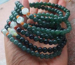 1 Pcs Green Natural A JADE Jadeite Beads Bangle Coin Bracelet 7 inches 手链 733428