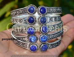BULK SALE ! Lapis Lazuli Gemstone Bangle Wholesale Lot 925 Silver Plated Jewelry
